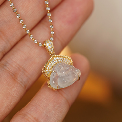 天然ダイヤモンド付きヒスイペンダントトップk18 ペンダントトップ  