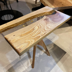 在庫あり　即納　サイドテーブル　ＬＡ　ＦＵＳＩＯＮ　レジンテーブル　ソファーテーブル　ナチュラル　高級感　 1枚目の画像