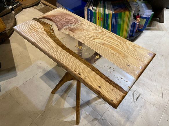 在庫あり　即納　サイドテーブル　ＬＡ　ＦＵＳＩＯＮ　レジンテーブル　ソファーテーブル　ナチュラル　高級感　 8枚目の画像