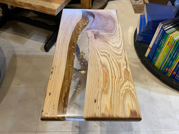 在庫あり　即納　サイドテーブル　ＬＡ　ＦＵＳＩＯＮ　レジンテーブル　ソファーテーブル　ナチュラル　高級感　 5枚目の画像