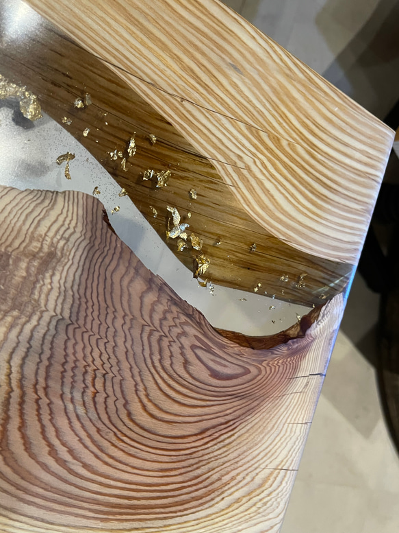 在庫あり　即納　サイドテーブル　ＬＡ　ＦＵＳＩＯＮ　レジンテーブル　ソファーテーブル　ナチュラル　高級感　 6枚目の画像