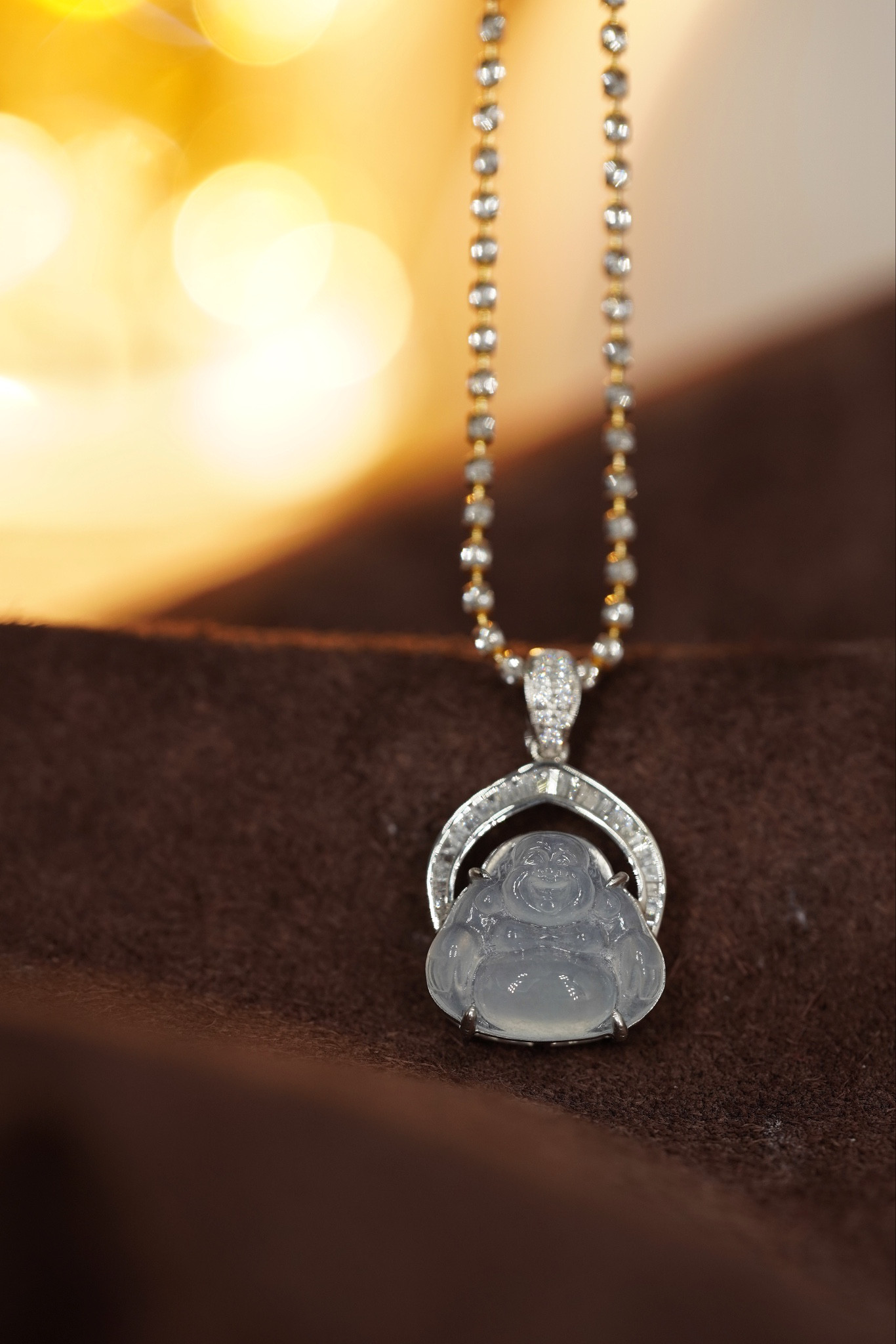 天然ダイヤモンド付きヒスイペンダントトップk18