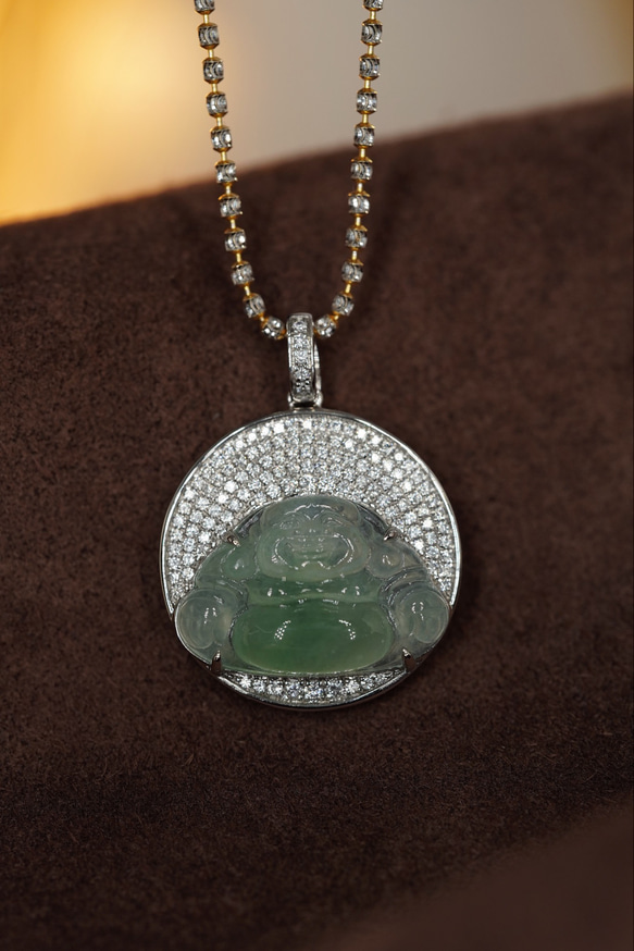 天然ダイヤモンド付きヒスイペンダントトップk18 ペンダントトップ  