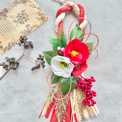 53 しめ縄 しめ飾り 正月飾り ドライフラワー スワッグ 雑貨
