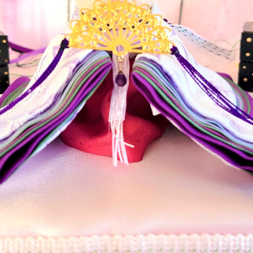 803 ひなまつり小さなお着物〈お姫様〉十二単 白藤色地に山桜柄 萌葱と