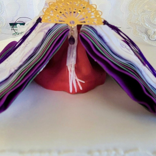 803 ひなまつり小さなお着物〈お姫様〉十二単 白藤色地に山桜柄 萌葱と