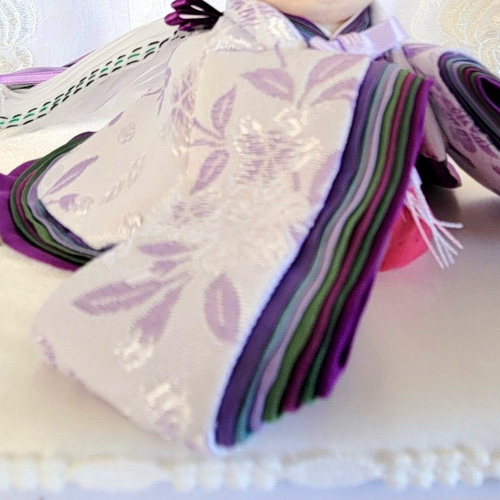 803 ひなまつり小さなお着物〈お姫様〉十二単 白藤色地に山桜柄 萌葱と
