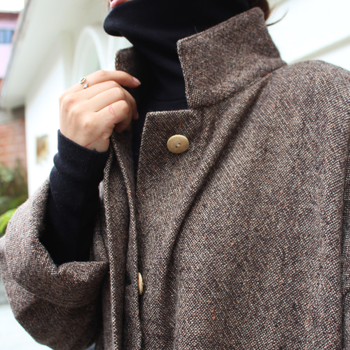 ほっこり冬素材◉ 国産ウールオーバーコート メランジブラウン コート