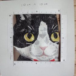 新品綿生地　HOME DECO 「壁からひょっこり猫たち 」 生地幅横110ｃｍ× 縦97cm　パネルカット 6枚目の画像