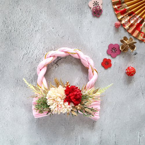 しめ縄飾り アーティフィシャル しめ縄 しめ縄リース No.192