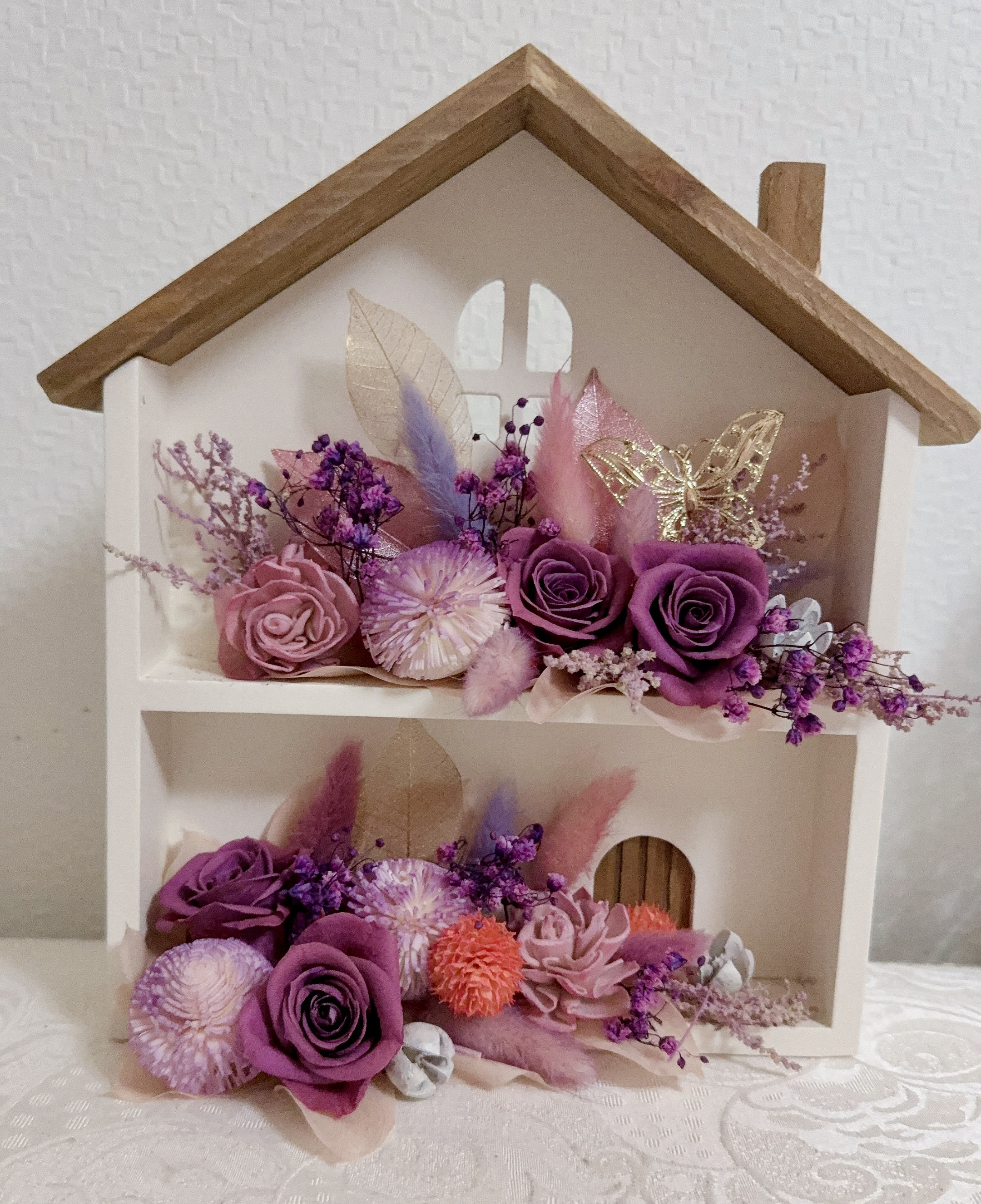 ❤️SALE❤️お家とレッドパープルローズアレンジ