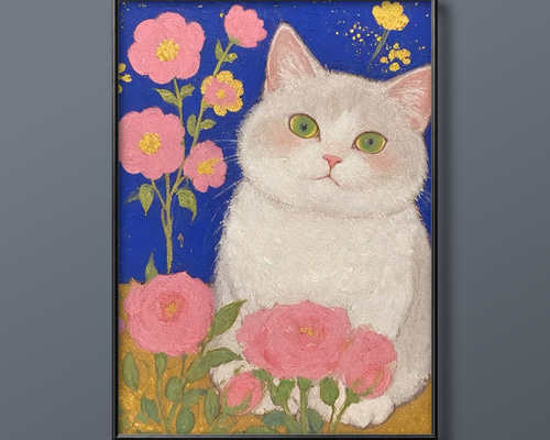 絵画 。壁掛け絵【花の中の美しい女の子とかわいい黒猫】 71oSad0HL7L._UF350,350_QL50_.jpg