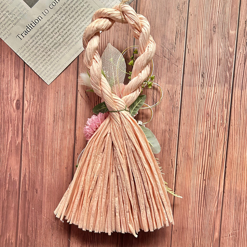 No.340 ピンポンマムのナチュラルスワッグしめ縄リース2025