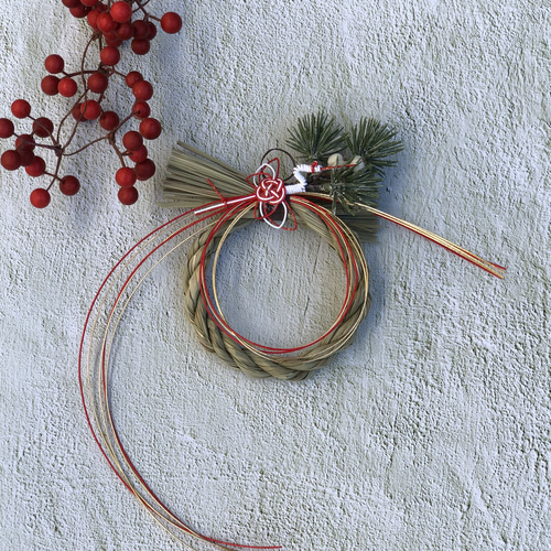 シンプルなお正月飾り お正月 しめ縄 ナンキンハゼ 松 鶴 シンプル