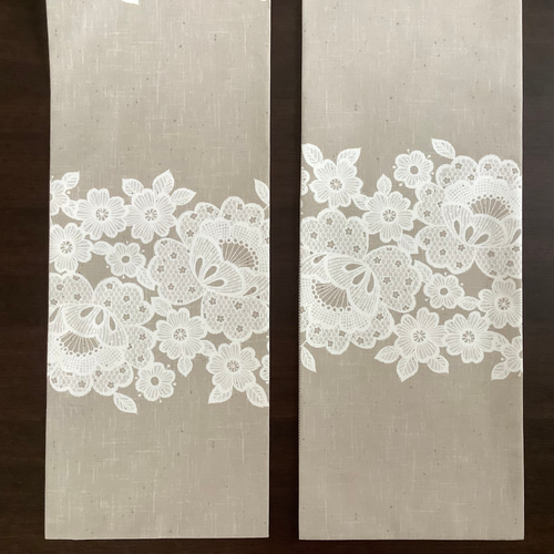 アクセントレース 半幅帯 亜麻色／千鳥格子 和装小物（帯・半襟