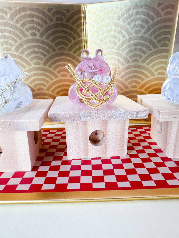 紫陽花入りアニマル鏡餅 かがみもち お正月 レジン その他インテリア