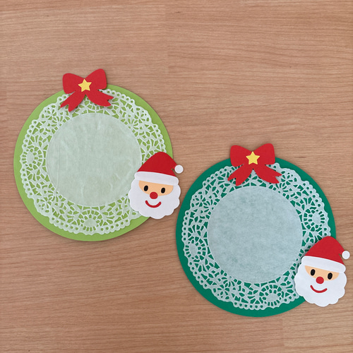 クリスマス☆リース☆サンタ☆製作台紙8枚セット☆保育 型紙 SMILE