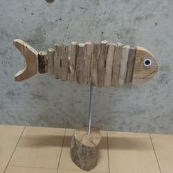 木製魚の立体オブジェ無垢材の手造り木工アート　壁掛け水族館　75センチ 木製魚の立体オブジェ無垢材の手造り木工アート 壁掛け水族館 75センチ