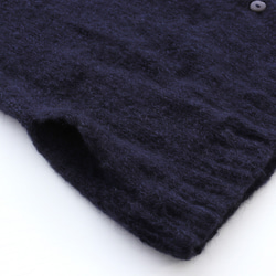 ふんわり軽いリアルモヘア 手編みジャケット ニットカーディガン （ネイビー）npcl04 14枚目の画像