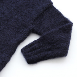 ふんわり軽いリアルモヘア 手編みジャケット ニットカーディガン （ネイビー）npcl04 13枚目の画像