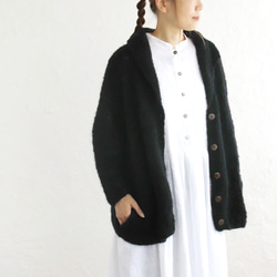 ふんわり軽いリアルモヘア 手編みジャケット ニットカーディガン （ネイビー）npcl04 16枚目の画像