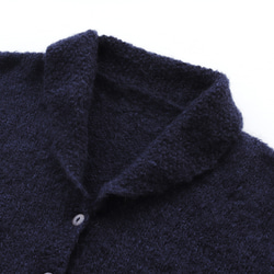 ふんわり軽いリアルモヘア 手編みジャケット ニットカーディガン （ネイビー）npcl04 12枚目の画像