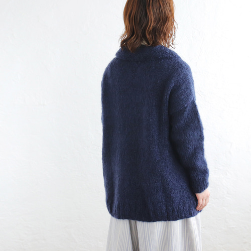 ふんわり軽いリアルモヘア 手編みジャケット ニットカーディガン