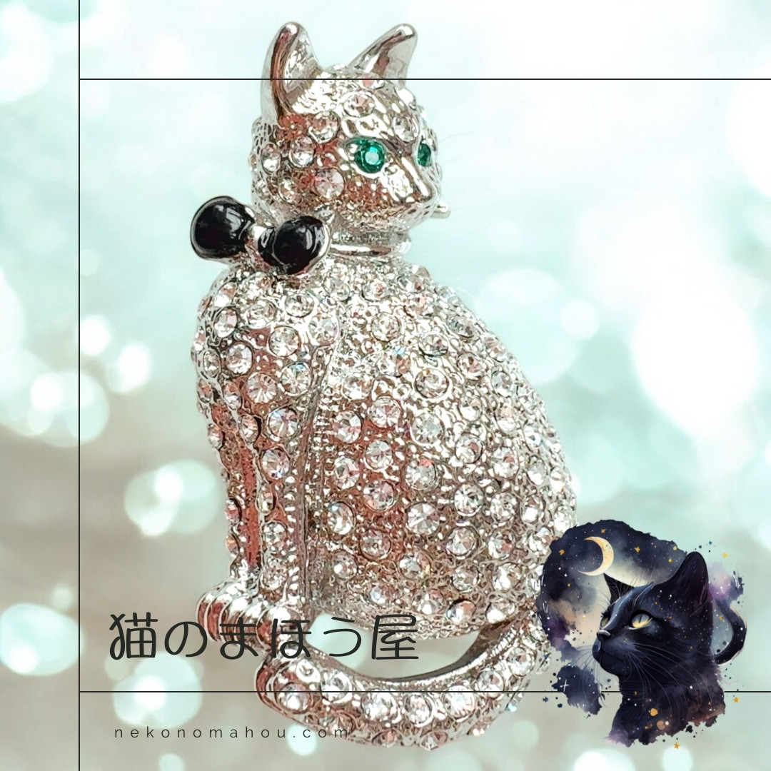 プリンセスになれる エルダーフィア「夢が叶う」ビューティキャット ラインストーン ビジュー ブローチ Cat 品位 美人
