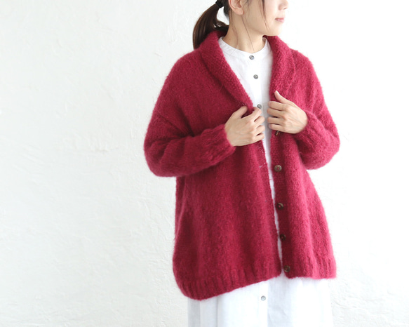 イッセイミヤケ ウール調 シワ加工 ウォッシャブル カーディガン ワインレッド イッセイミヤケ ウール調 シワ加工 ウォッシャブル カーディガン