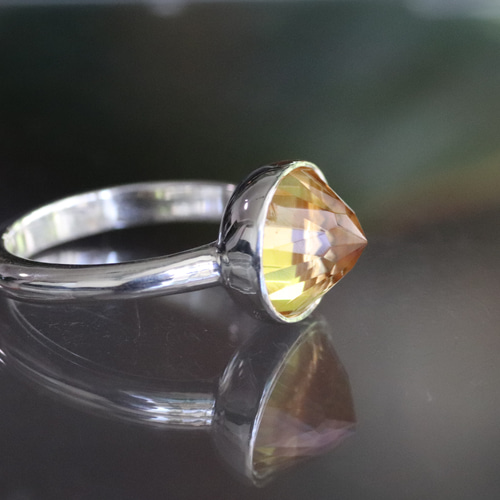 さんかく天然シトリン4.63カラットのシルバーリング silver925 指輪  