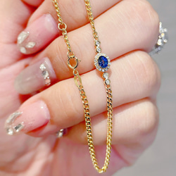 天然ダイヤモンド付きサファイアブレスレットk18 ブレスレット パール  