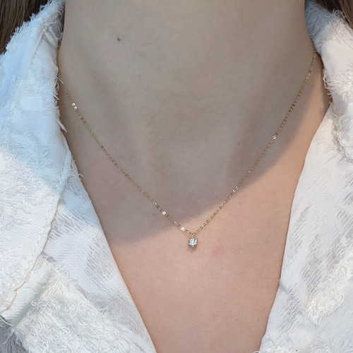 天然ダイヤモンドネックレス0.15ct k18 ネックレス・ペンダント