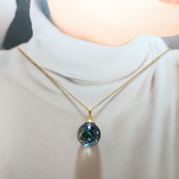 一点物:試作品】大地の煌めきネックレス(球体レジン2cm)(Creema限定 