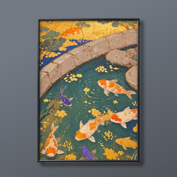 絵画 | イラストポスター 318☆ 【幸運をもたらす錦鯉】 絵画 アカザ麦