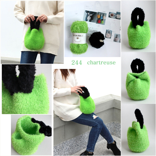 天くらら　緑 LeApiOperaie バッグラメ糸 ニットバッグ 天くらら 緑 LeApiOperaie バッグラメ糸 ニットバッグ 天くらら様専用