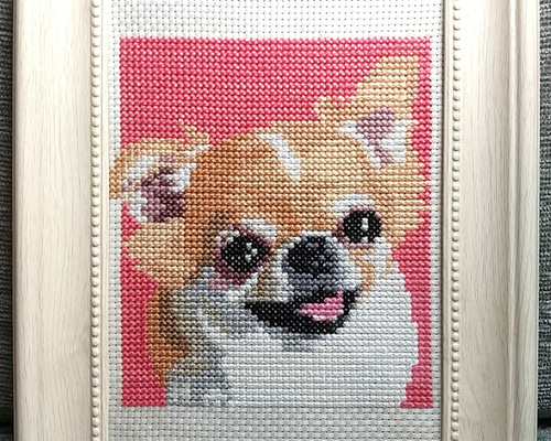 犬 チワワ クロスステッチ フレーム入り 壁掛け 卓上 【HK012