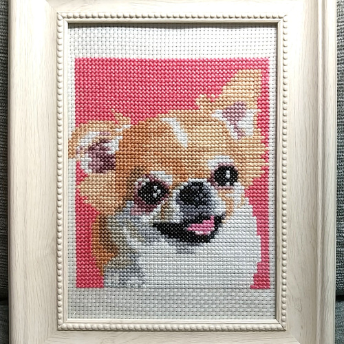 犬 チワワ クロスステッチ フレーム入り 壁掛け 卓上 【HK012