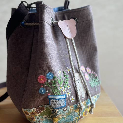 ふーか　巾着トートバッグ（ L）ハンドメイド GOOD FRIENDSHIP】巾着トートバッグ（A4サイズ対応）(バッグ