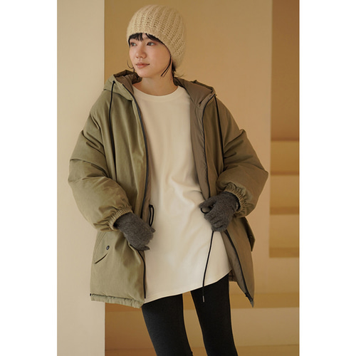 フード付きブラウンダウンジャケット フード付きダウンジャケット 裏表通用 ゆとりダウンコート