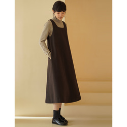 ノースリーブワンピース 地厚ウール混紡ワンピース コーヒー S-XL#636