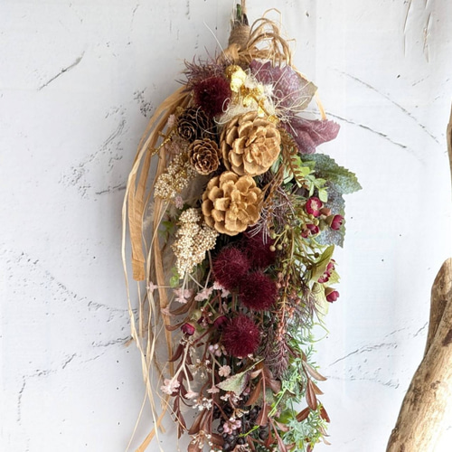 Marry Christmasフェイクフラワースワッグ(レッド) スワッグ fu.wa.ran