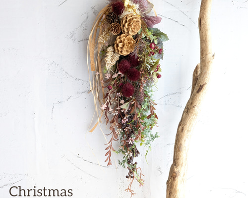 Marry Christmasフェイクフラワースワッグ(レッド) スワッグ fu.wa.ran