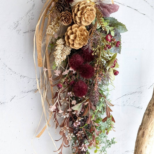 Marry Christmasフェイクフラワースワッグ(レッド) スワッグ fu.wa.ran