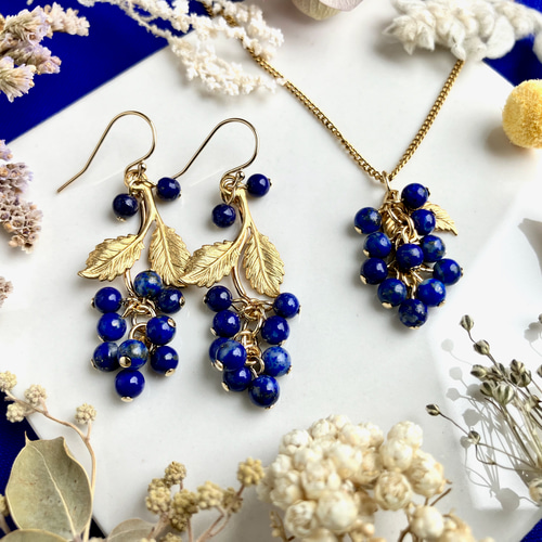 ラピスラズリ ネックレスとイヤリングセット