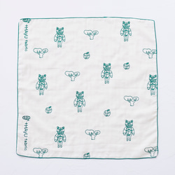 ＋HAyU fabric 綿100%ダブルガーゼ刺繍ハンカチ ～HAyU BEAR 2024～ 3枚目の画像