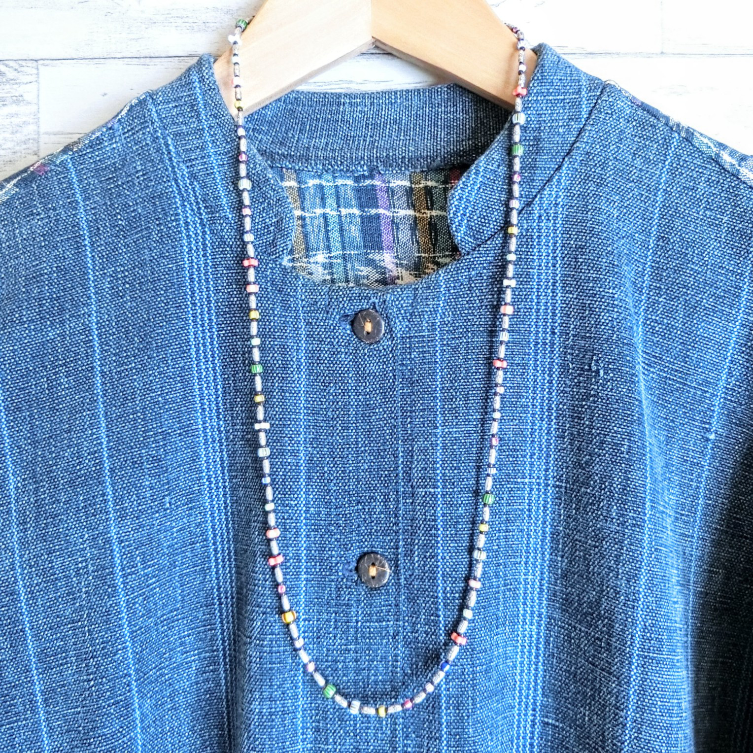 *2way*アンティークビーズとカレンシルバーのロングネックレス／ブレスレット