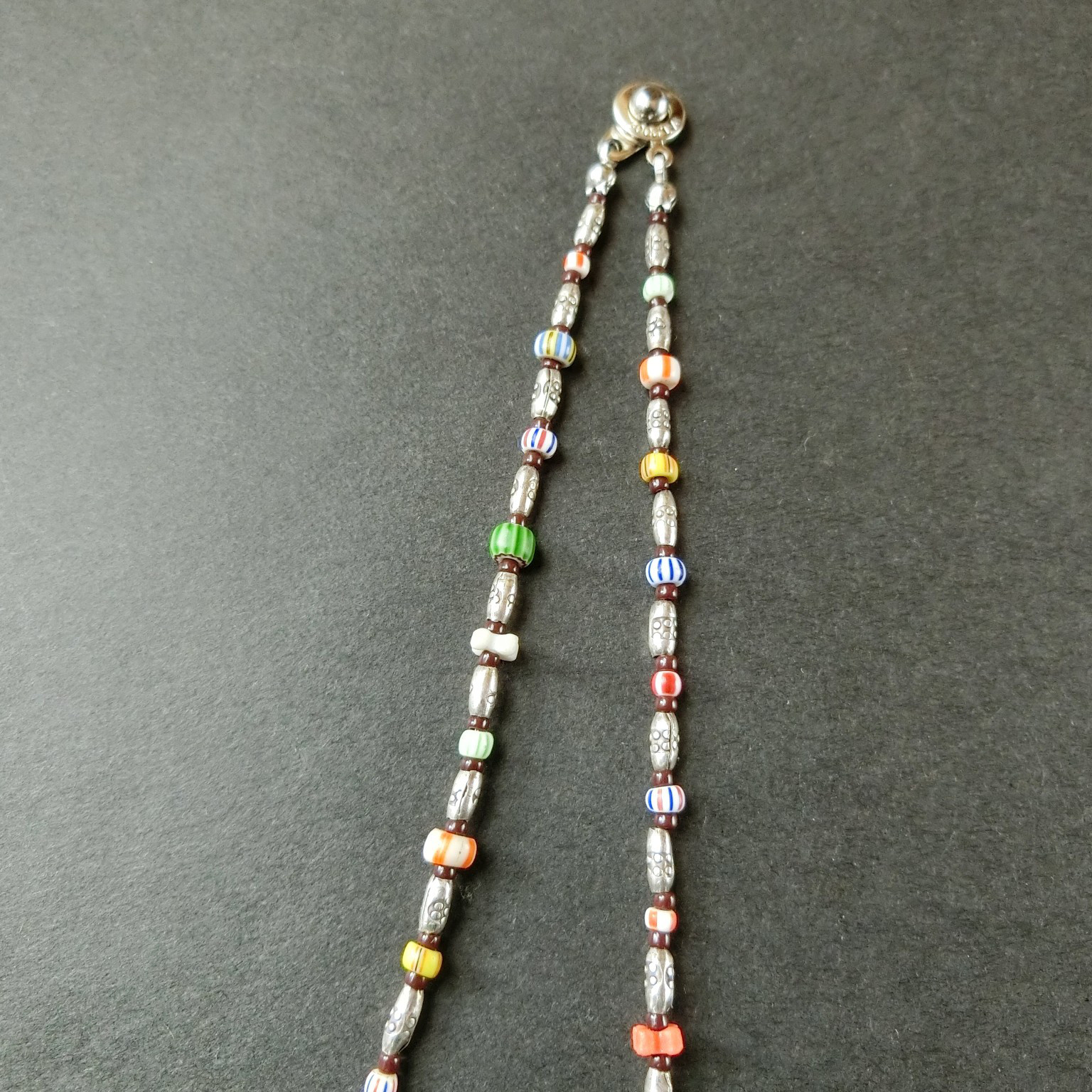 *2way*アンティークビーズとカレンシルバーのロングネックレス／ブレスレット