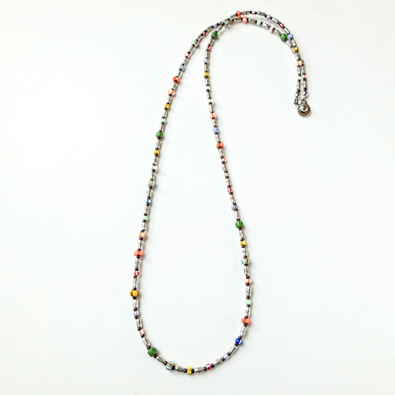 *2way*アンティークビーズとカレンシルバーのロングネックレス／ブレスレット