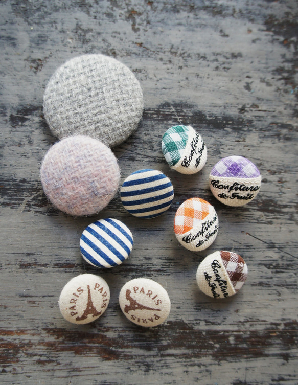 くるみボタンいろいろ10個セット[フレンチミックス]buttonkurumifrenchmix 2枚目の画像