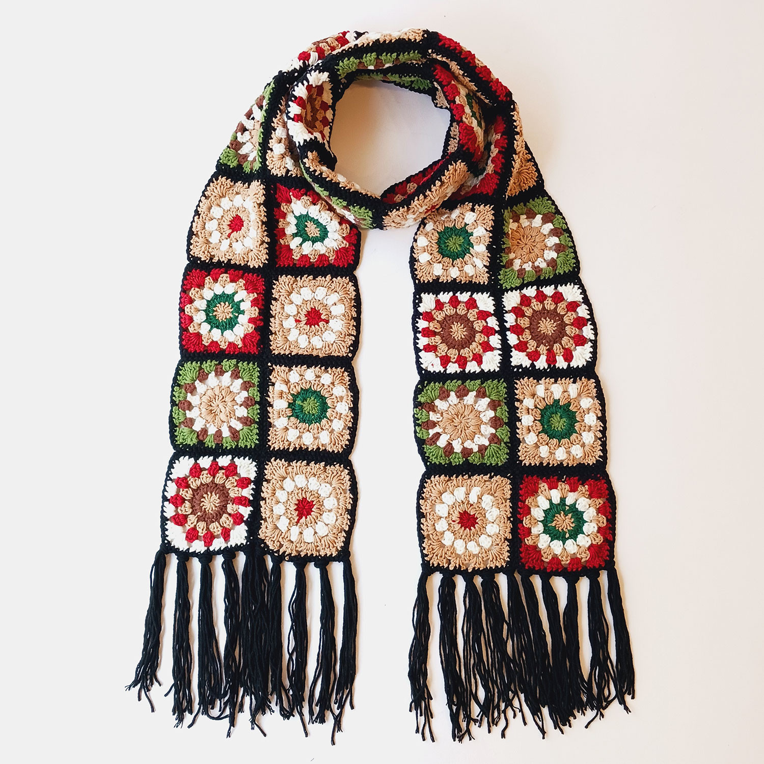 【翌日発送】クロシェニットマフラーブラック